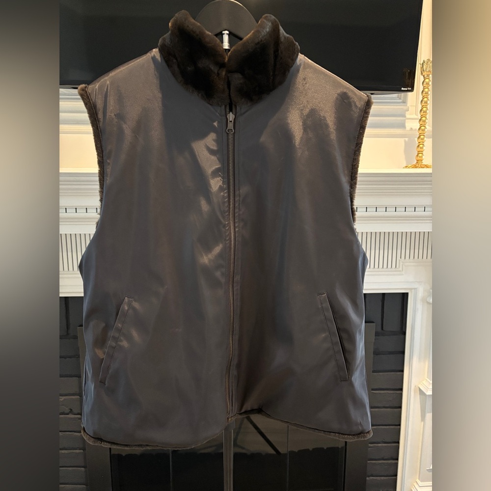 Men's Reversible GIACCA GALLERY faux fur/vinyl vest M